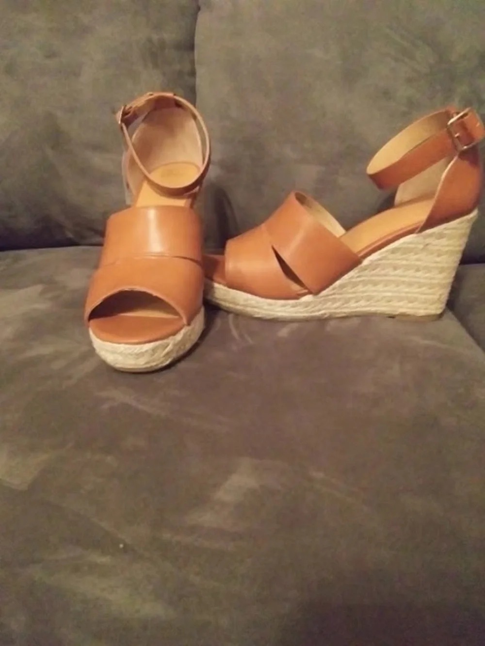Time and Tru Tan Espadrille Wedge Sandals for Women